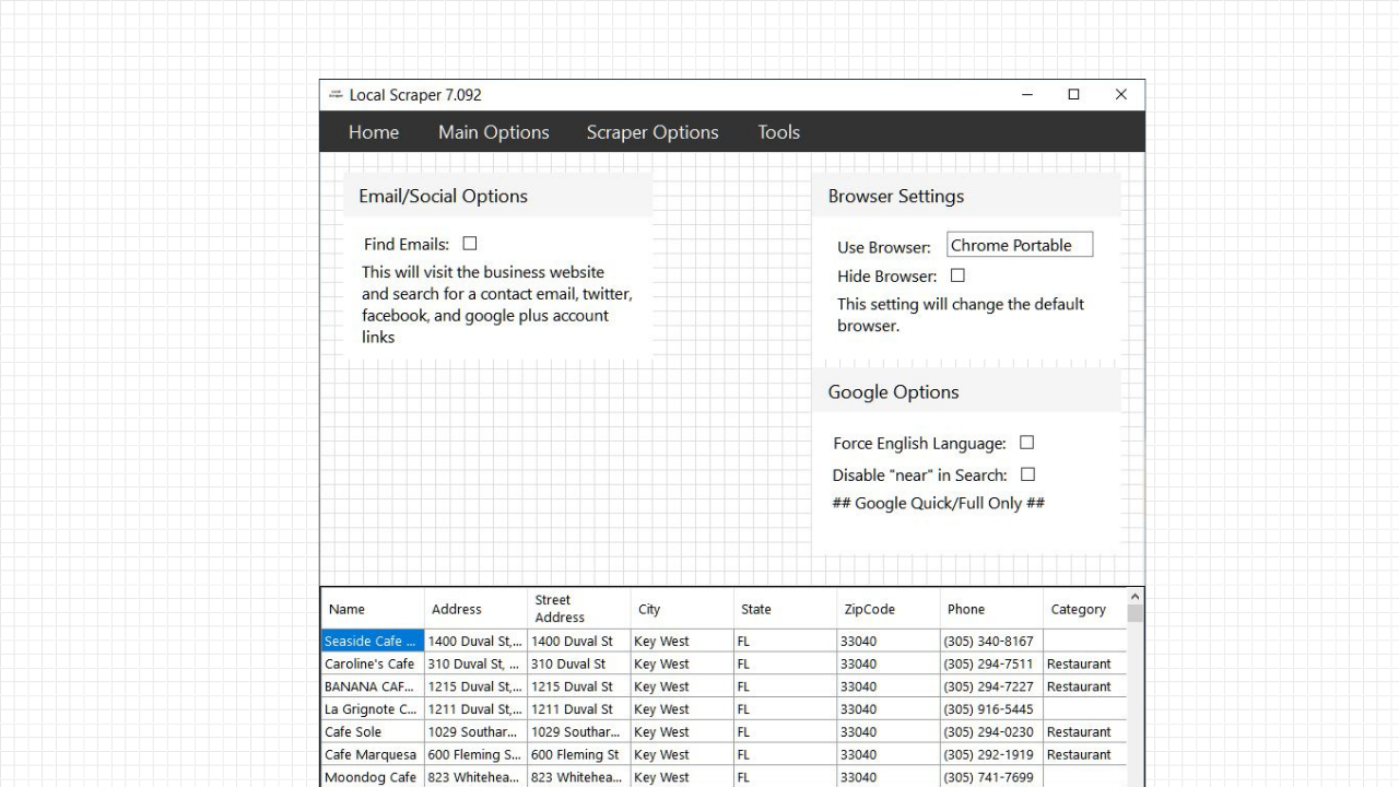 screenshot of Local Scraper